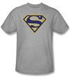 Superman T-shirt Maize And Blue Shield Logo Adult Gray Tee Shirt