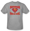 Superman T-shirt Man Of Steel Jersey Adult Heather Gray Tee Shirt