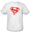 Superman T-shirt Spray Paint Shield Adult White Superhero Tee Shirt