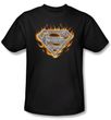 Superman T-shirt Steel Fire Shield Logo Adult Black Tee Shirt