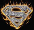 Superman T-shirt Steel Fire Shield Logo Adult Black Tee Shirt