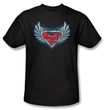 Superman T-shirt Steel Wings Logo Adult Black Tee Shirt