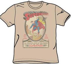 Superman T-shirt - Superman 1 Distressed Adult Sand Colored Tee