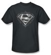 Superman T-shirt Tribal Steel Logo Adult Charcoal Gray Tee Shirt