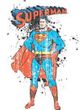 Superman T-shirt Vintage Ink Splatter Adult White Tee Shirt