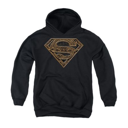 Superman Youth Hoodie Aztec Shield Black Kids Hoody