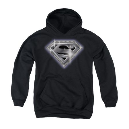 Superman Youth Hoodie Bling Shield Black Kids Hoody