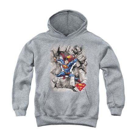 Superman Youth Hoodie Break Through Athletic Heather Kids Hoody