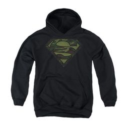 Superman Youth Hoodie Camo Logo Distressed Black Kids Hoody