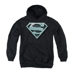 Superman Youth Hoodie Chrome Shield Black Kids Hoody