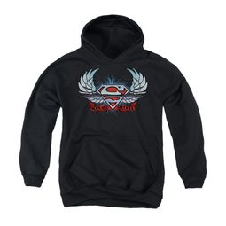 Superman Youth Hoodie Chrome Wings Black Kids Hoody