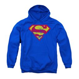 Superman Youth Hoodie Classic Logo Distressed Royal Blue Kids Hoody