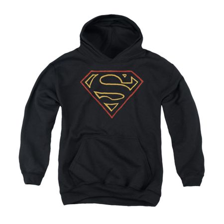 Superman Youth Hoodie Colored Shield Black Kids Hoody