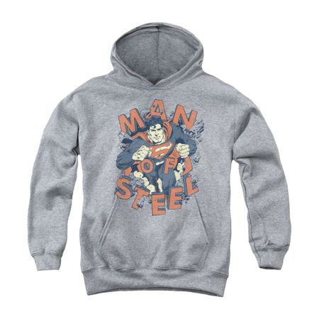 Superman Youth Hoodie Coming Through Athletic Heather Kids Hoody