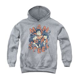 Superman Youth Hoodie Coming Through Athletic Heather Kids Hoody