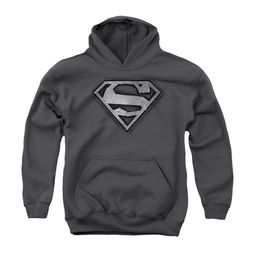 Superman Youth Hoodie Duct Tape Shield Charcoal Kids Hoody