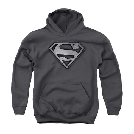 Superman Youth Hoodie Duct Tape Shield Charcoal Kids Hoody
