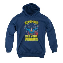 Superman Youth Hoodie Eat Veggies Navy Kids Hoody