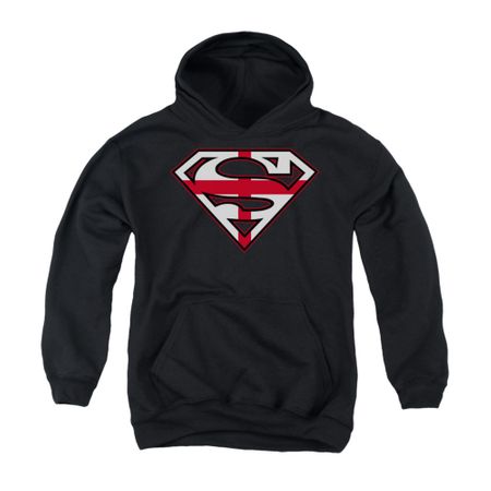 Superman Youth Hoodie English Shield Black Kids Hoody