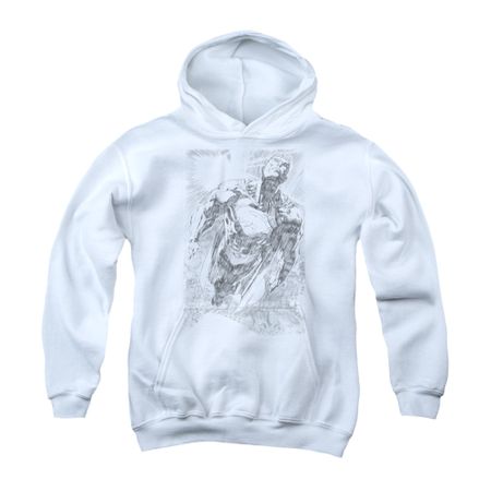 Superman Youth Hoodie Flying Sketch White Kids Hoody
