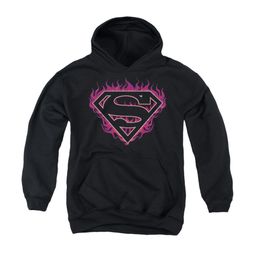 Superman Youth Hoodie Fuchia Flames Black Kids Hoody