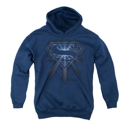 Superman Youth Hoodie Glowing Shield Navy Kids Hoody
