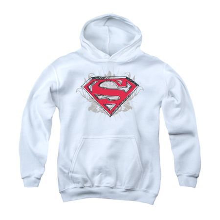Superman Youth Hoodie Hastily Drawn White Kids Hoody