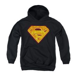 Superman Youth Hoodie Hot Steel Shield Black Kids Hoody