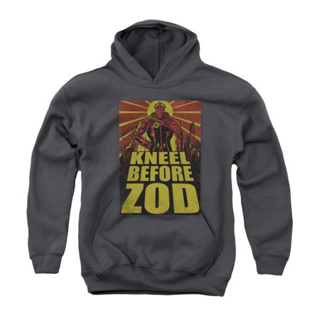 Superman Youth Hoodie Kneel Charcoal Kids Hoody