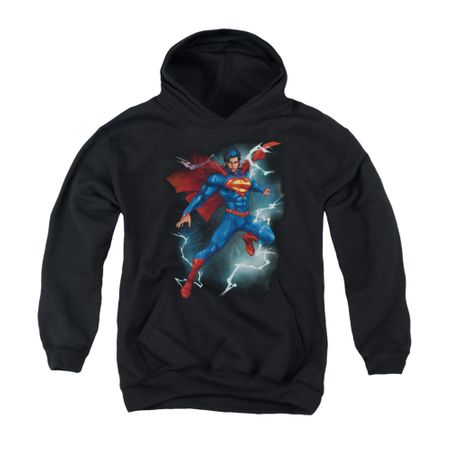 Superman Youth Hoodie Lightning Black Kids Hoody