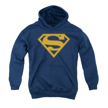 Superman Youth Hoodie Maize Shield Navy Kids Hoody