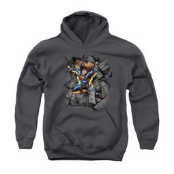 Superman Youth Hoodie Make A Hole Charcoal Kids Hoody
