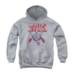 Superman Youth Hoodie Retro Steel Athletic Heather Kids Hoody