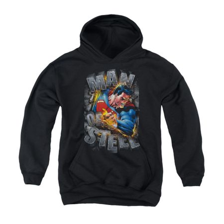 Superman Youth Hoodie Ripping Steel Black Kids Hoody