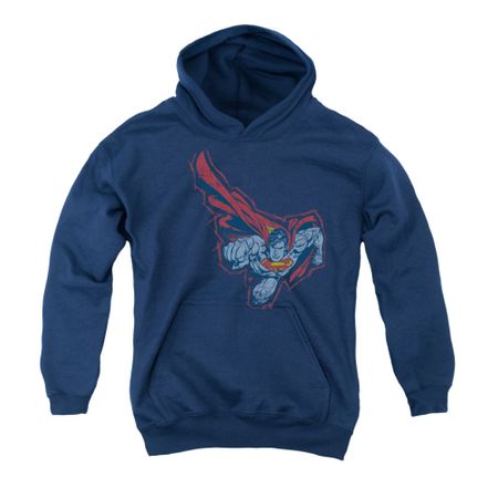 Superman Youth Hoodie Scribble And Soar Navy Kids Hoody