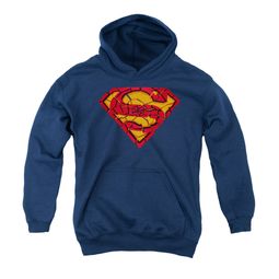 Superman Youth Hoodie Shattered Shield Navy Kids Hoody