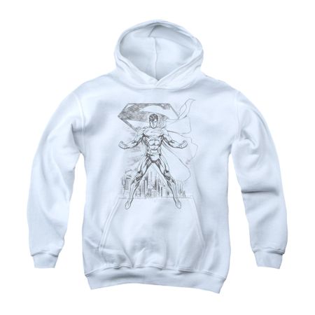 Superman Youth Hoodie Sketch White Kids Hoody