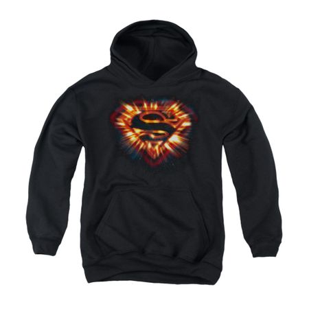Superman Youth Hoodie Space Burst Shield Black Kids Hoody