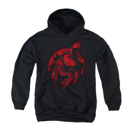 Superman Youth Hoodie Sprayed Red Black Kids Hoody
