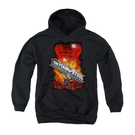 Superman Youth Hoodie Steel Girder Black Kids Hoody