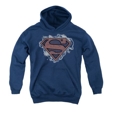 Superman Youth Hoodie Storm Clouds Navy Kids Hoody
