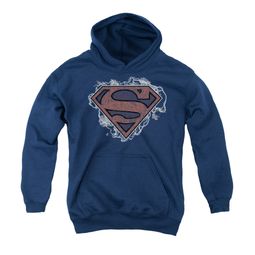 Superman Youth Hoodie Storm Clouds Navy Kids Hoody
