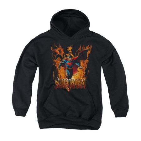 Superman Youth Hoodie Through The Fire Black Kids Hoody