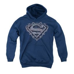 Superman Youth Hoodie Tribal Steel Navy Kids Hoody
