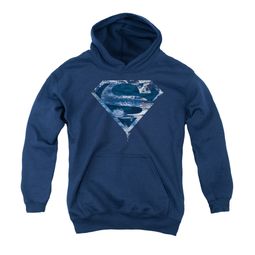 Superman Youth Hoodie Water Shield Navy Kids Hoody