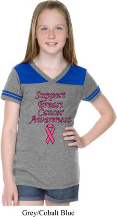 Support Breast Cancer Awareness Girls Football Tee