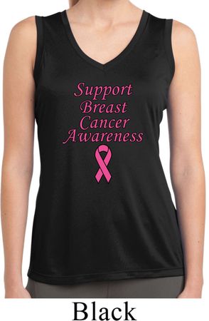 Support Breast Cancer Awareness Ladies Dry Wicking Sleeveless Shirt