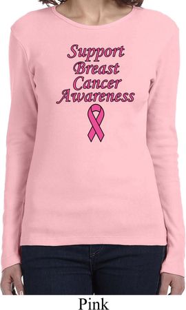 Support Breast Cancer Awareness Ladies Long Sleeve