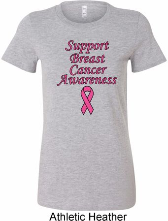 Support Breast Cancer Awareness Ladies Longer Length Shirt