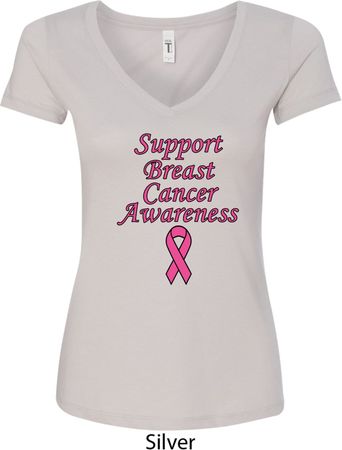 Support Breast Cancer Awareness Ladies V-Neck